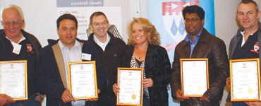 The Johannesburg branch was awarded branch of the year for 2011. Seen accepting their certificates (l to r) Eric Carter, Alvin Seitz, Johan Maartens, Debbie Scott, Andrew Bharath and Jay King.
